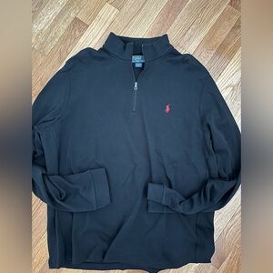 Ralph Lauren Black Quarter-Zip with Red Logo